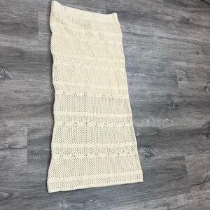 Haute Hippie Knit Crochet Skirt Cream Boho festival Indie coastal NWOT small